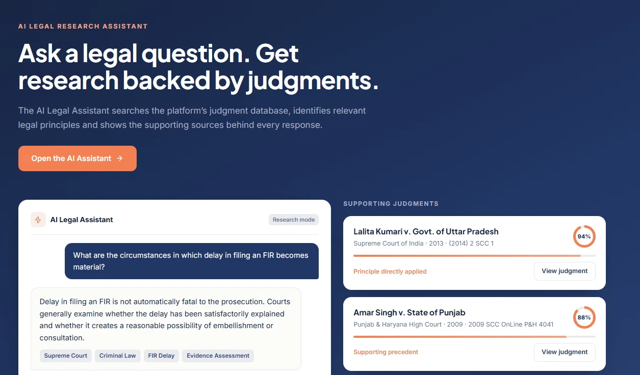 AI legal assistant with supporting judgments