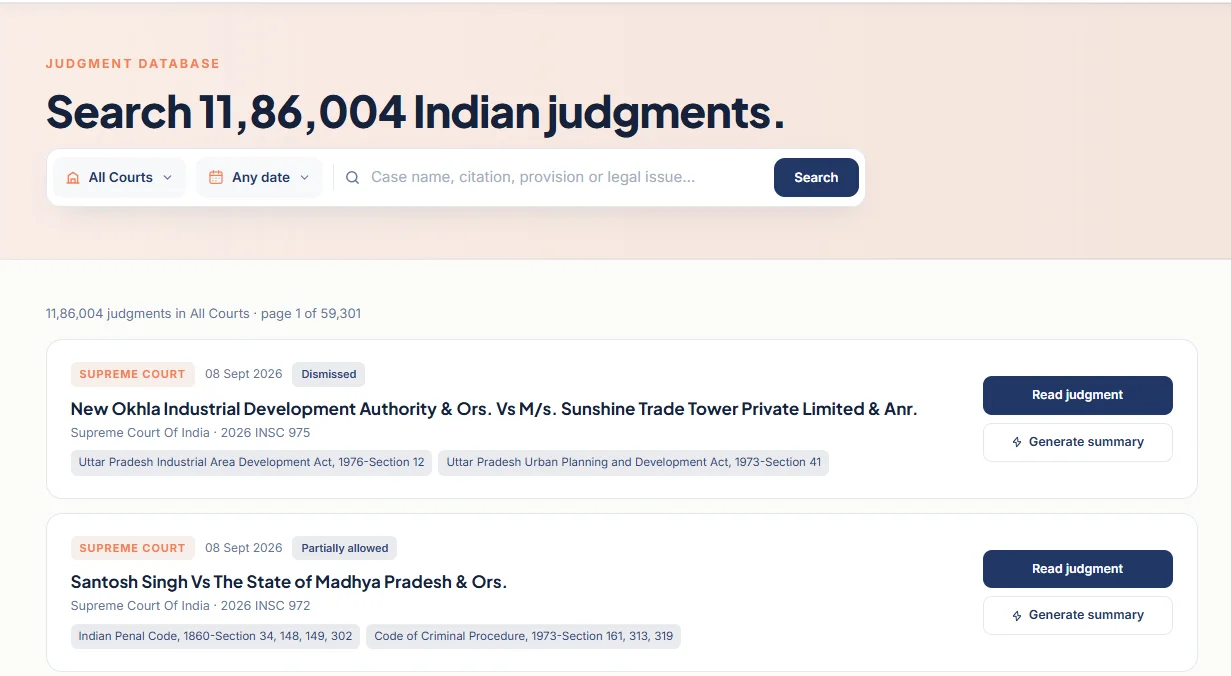 Judgment database search results